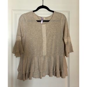 Beige/Cream Three Quarter Length Top